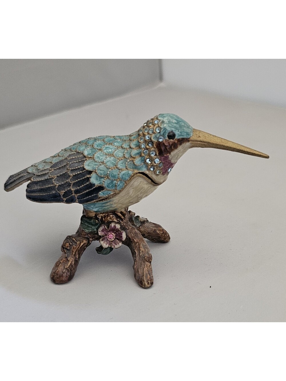Ciel Collectables Humming Bird Trinket Box, Hand Set Swarovski Crystals, Enamel